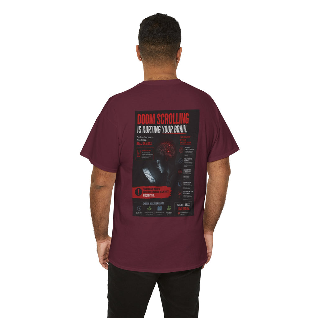 Doom Scroll Warning Tee (black logo)