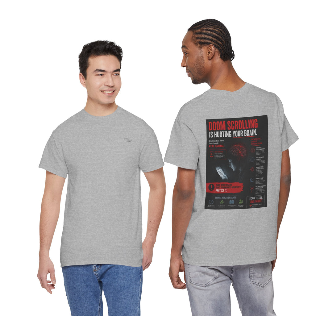 Doom Scroll Warning Tee (black logo)