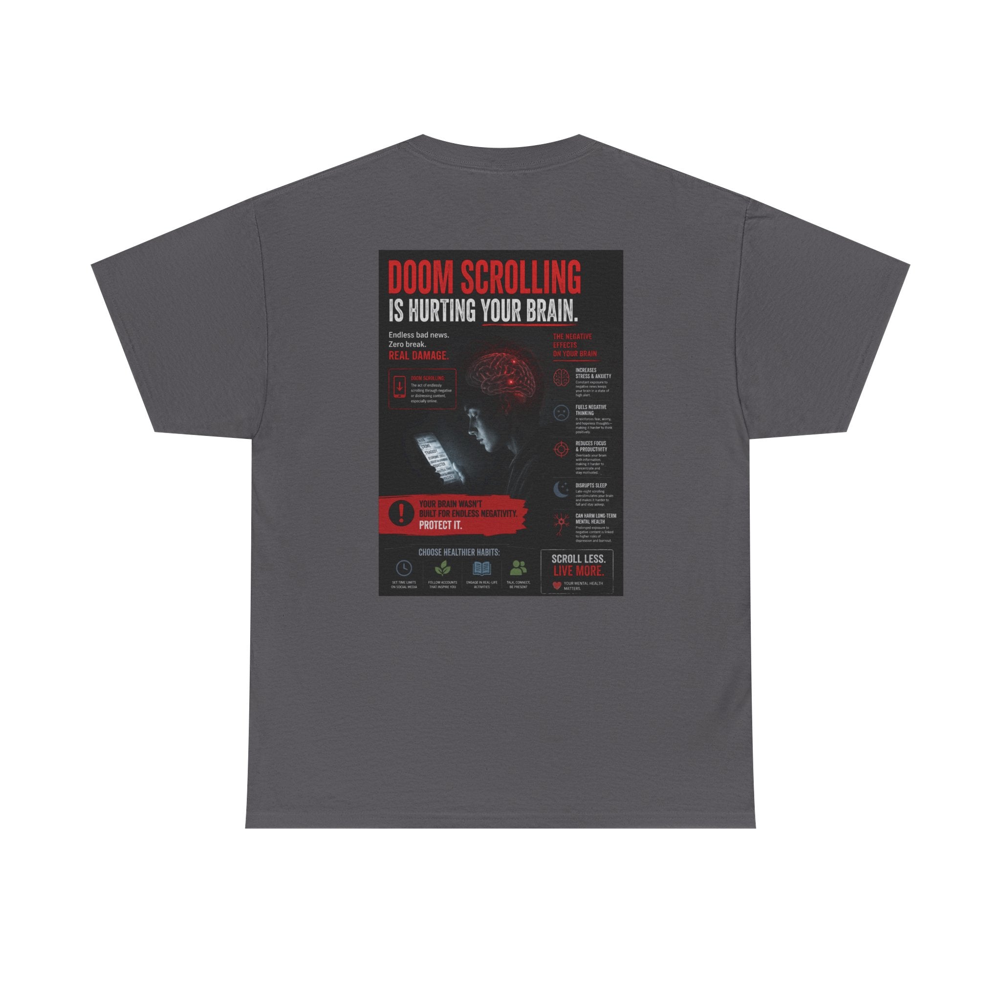 Doom Scroll Warning Tee (black logo)