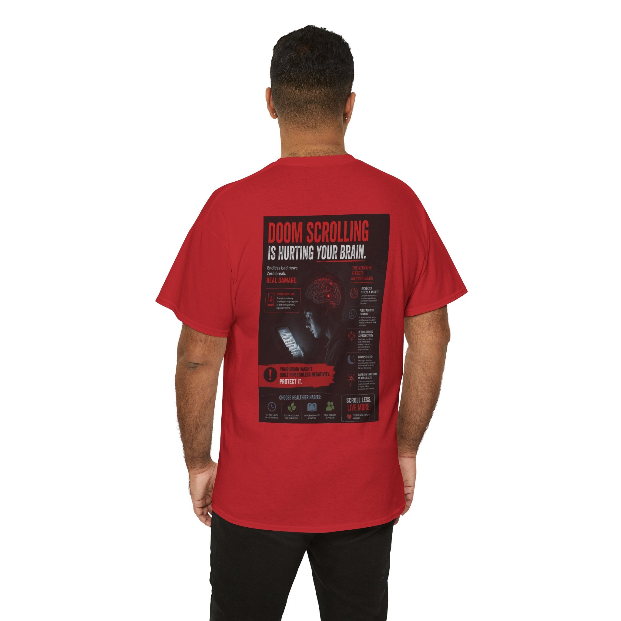 Doom Scroll Warning Tee (black logo)