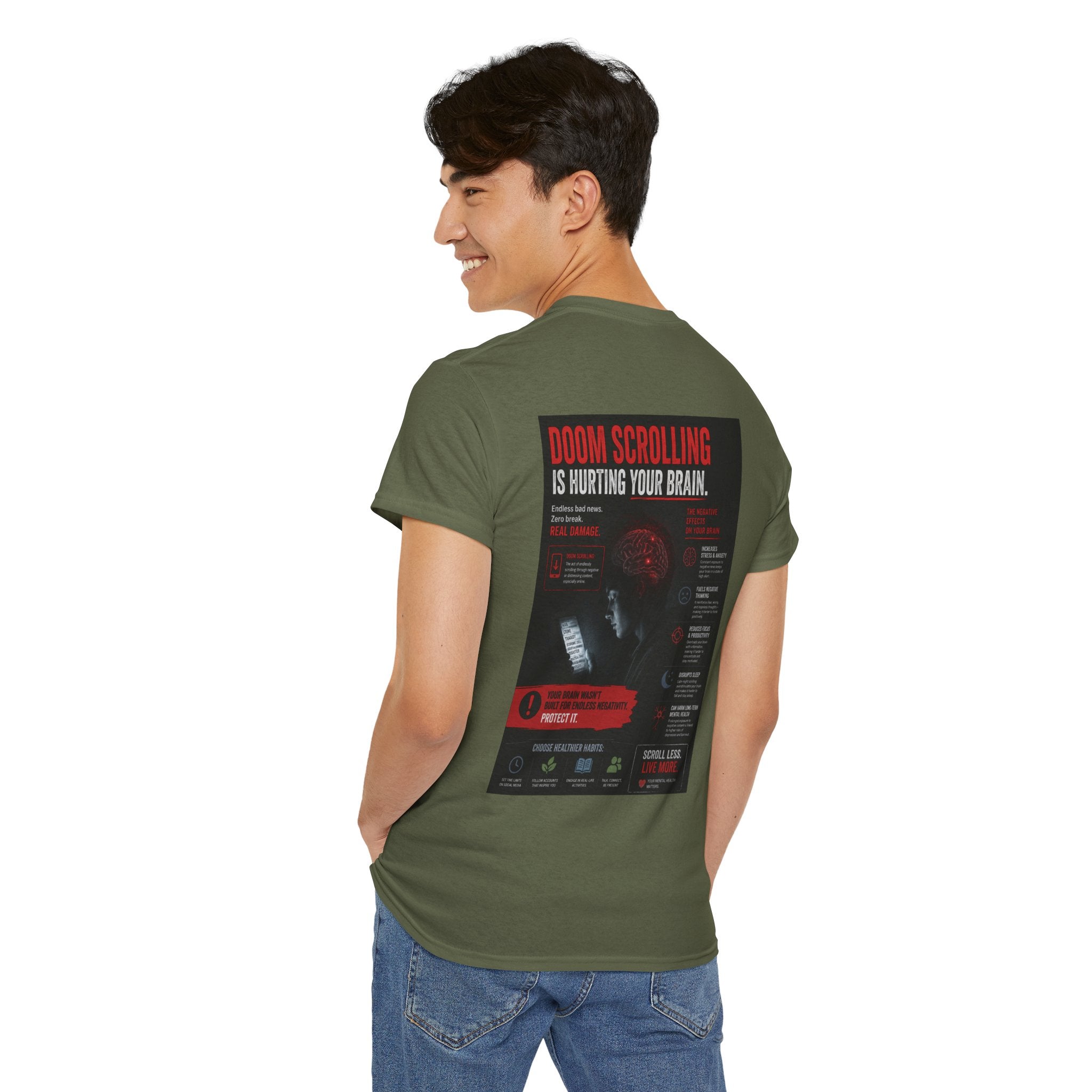 Doom Scroll Warning Tee (white logo)