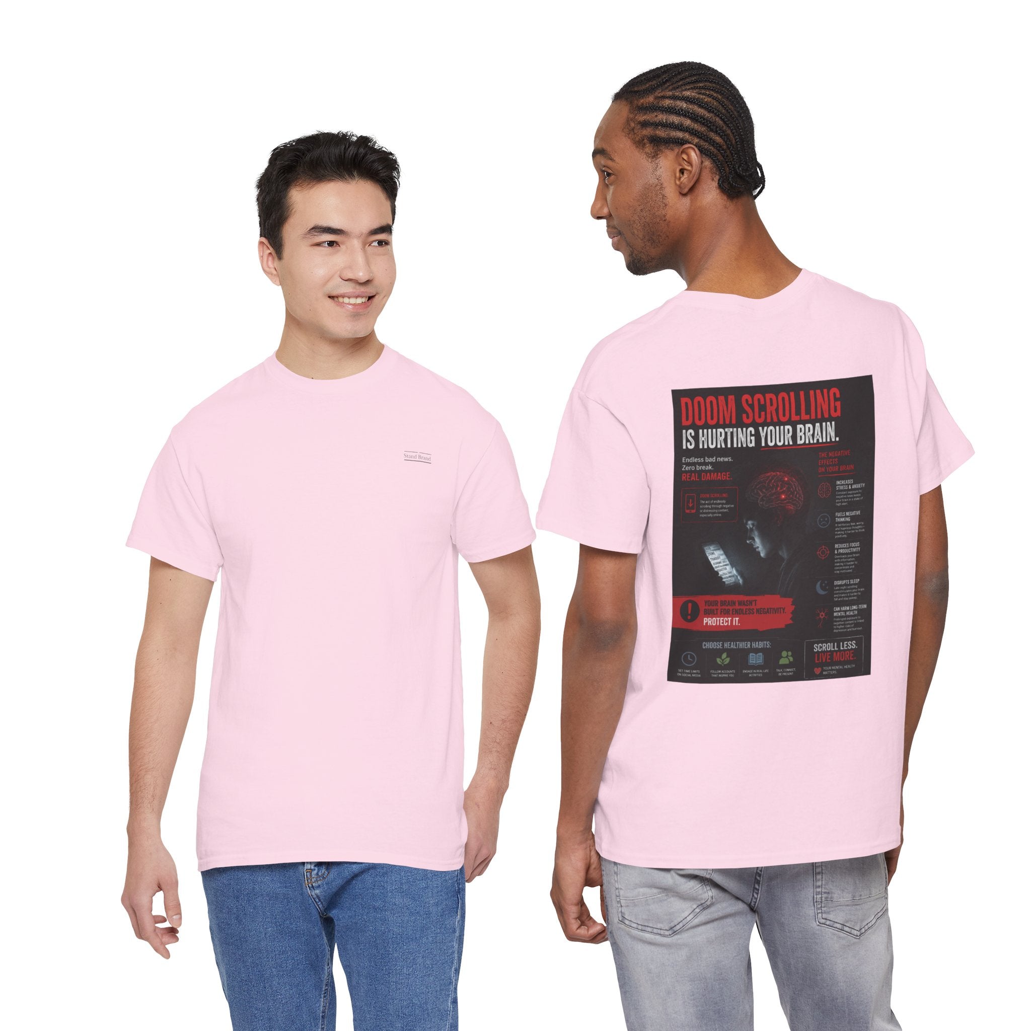 Doom Scroll Warning Tee (black logo)
