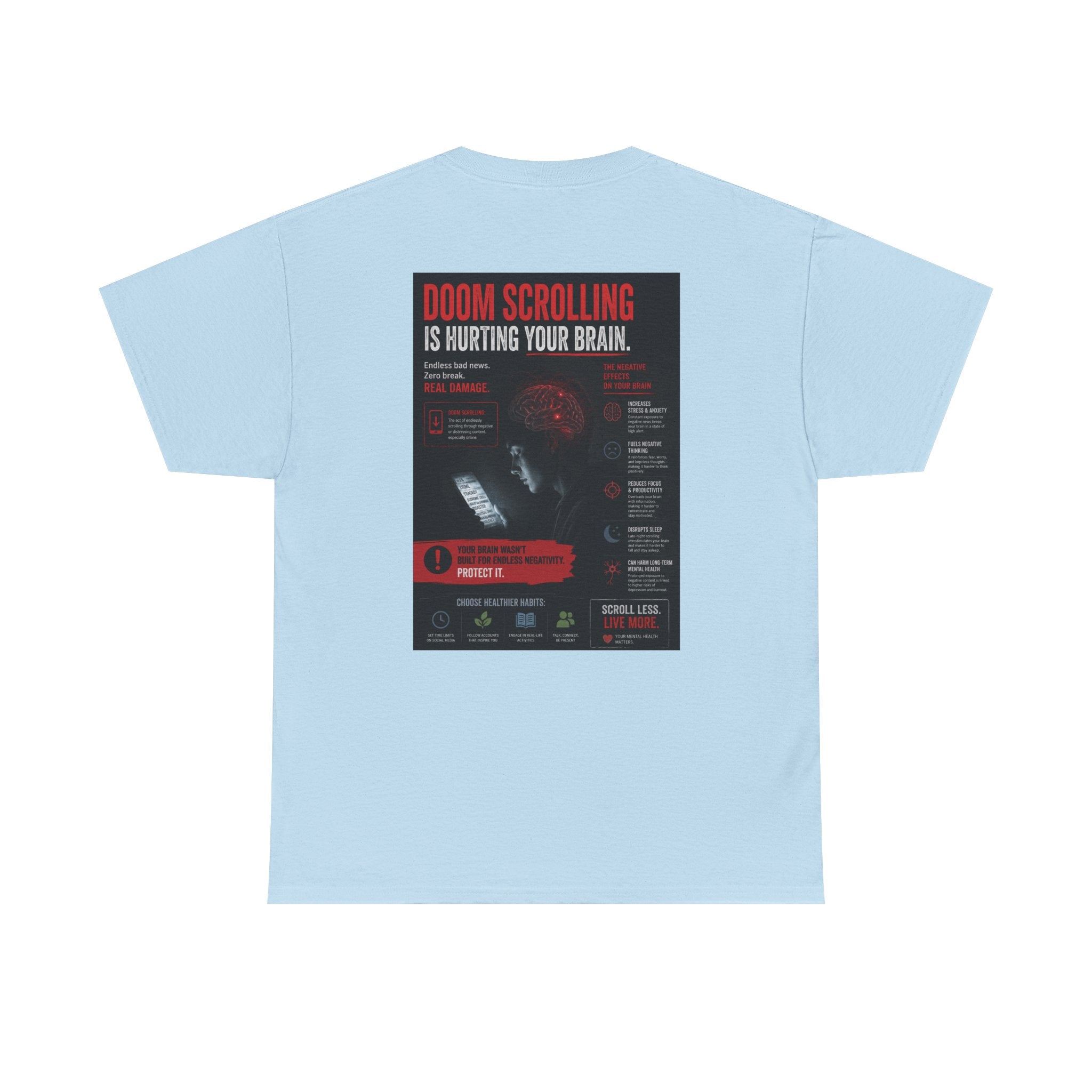 Doom Scroll Warning Tee (black logo)