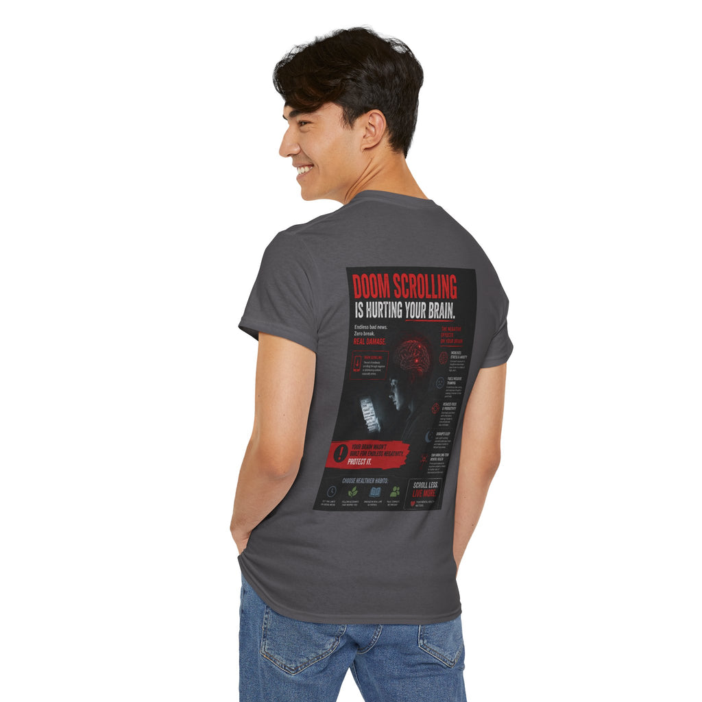 Doom Scroll Warning Tee (white logo)