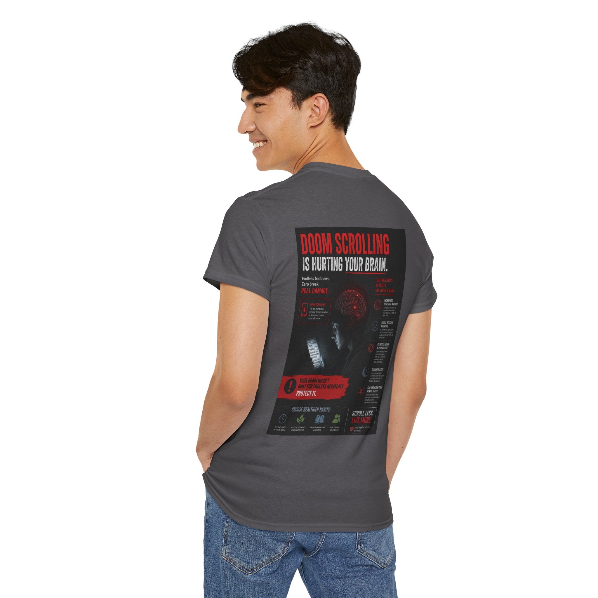 Doom Scroll Warning Tee (white logo)