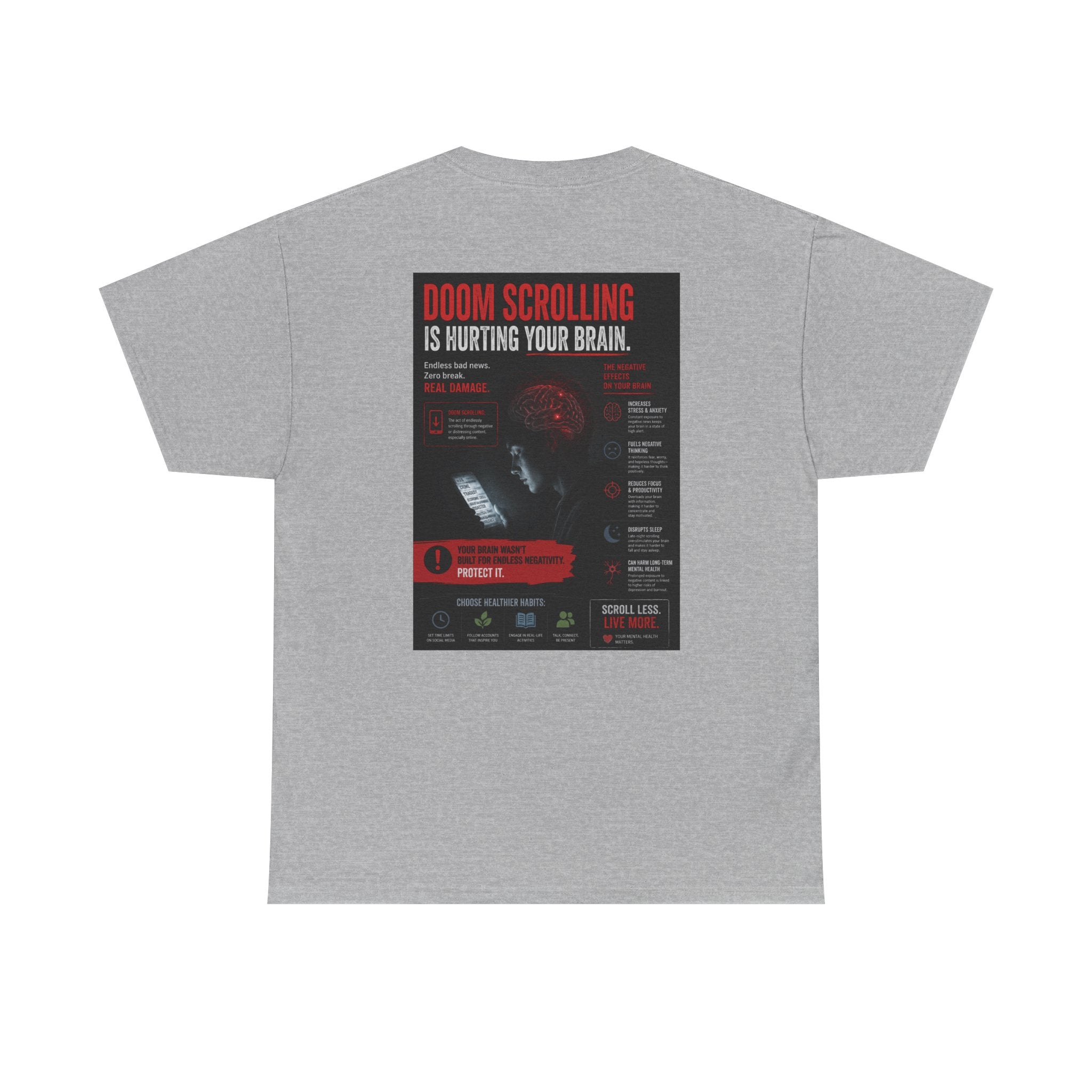 Doom Scroll Warning Tee (black logo)