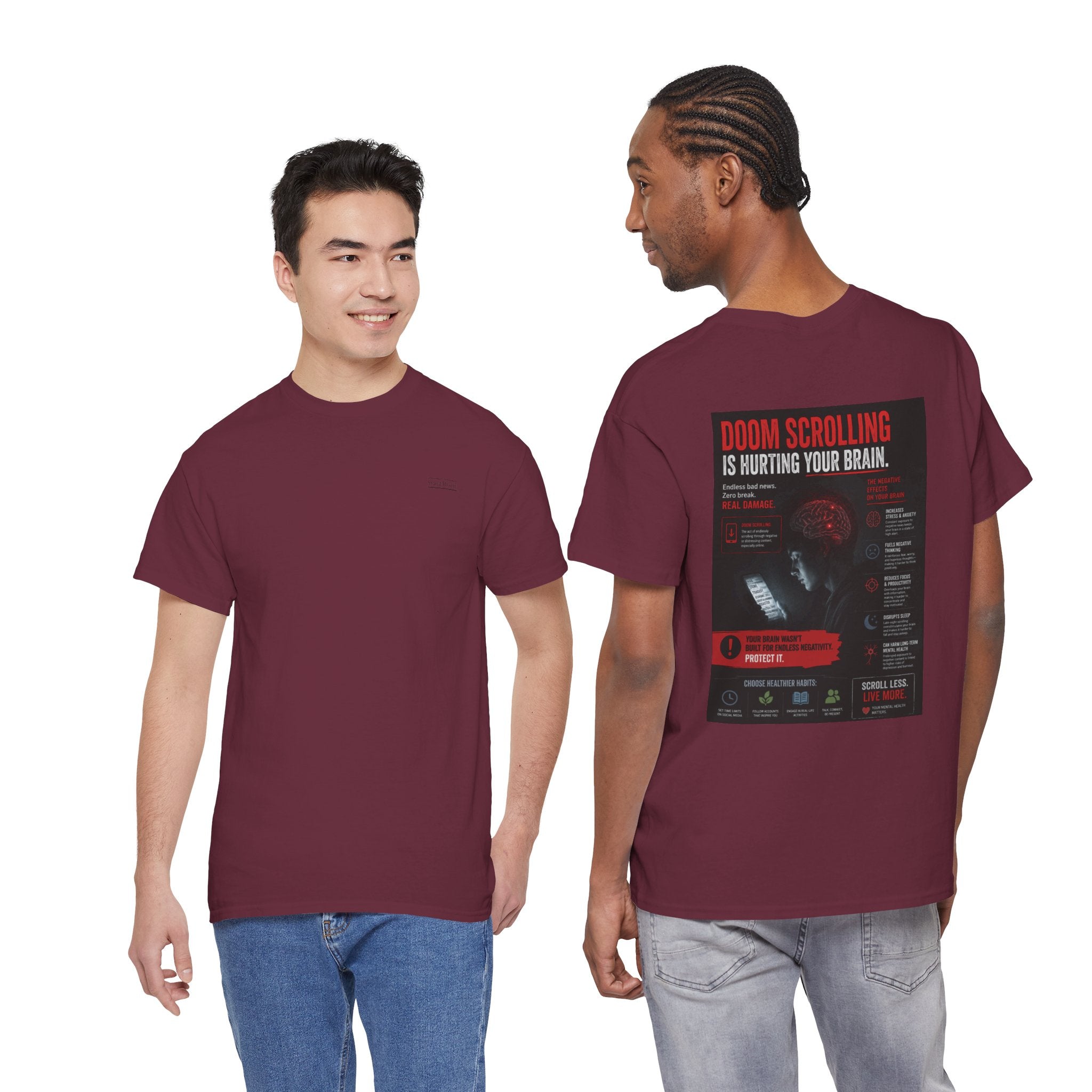 Doom Scroll Warning Tee (black logo)