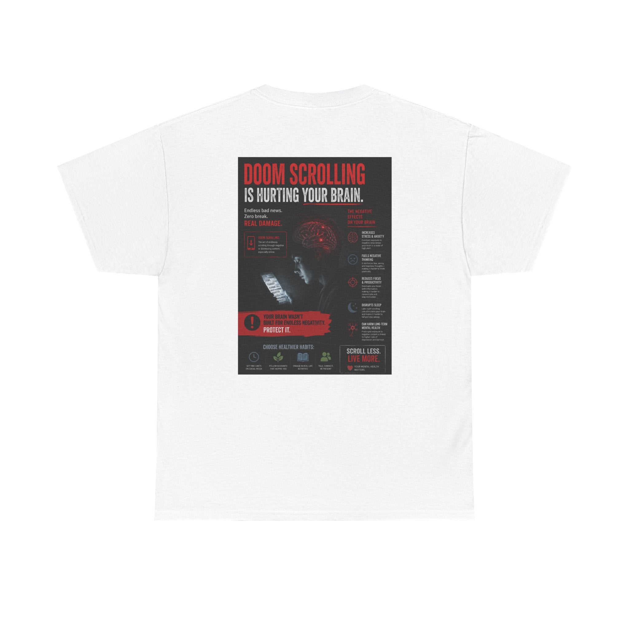 Doom Scroll Warning Tee (black logo)