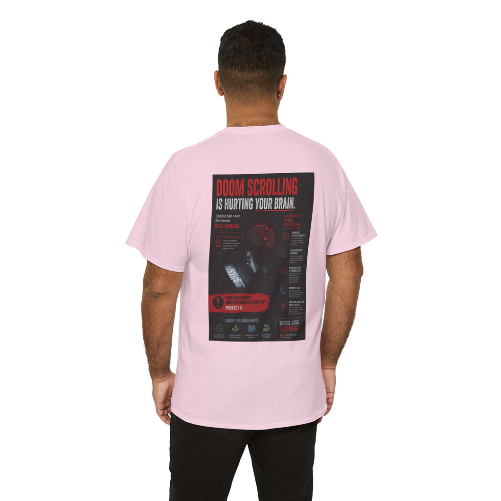 Doom Scroll Warning Tee (black logo)