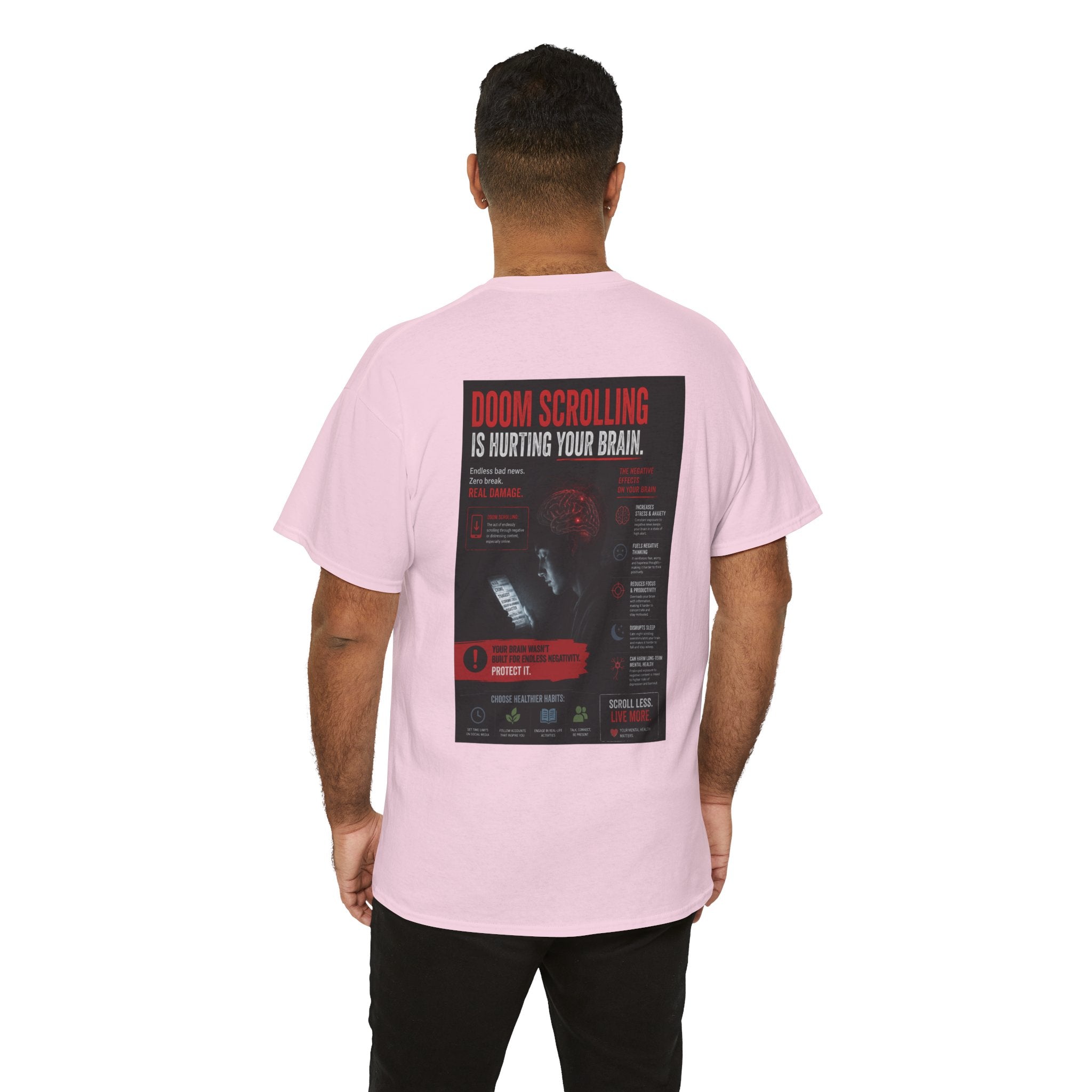Doom Scroll Warning Tee (black logo)