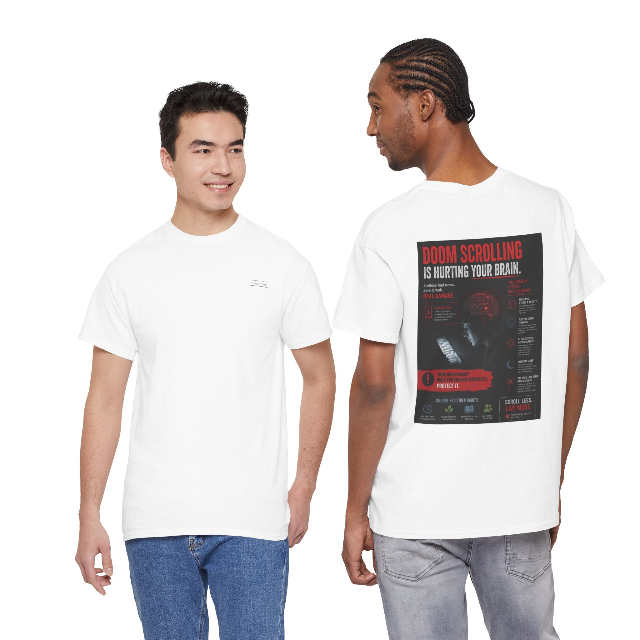 Doom Scroll Warning Tee (black logo)
