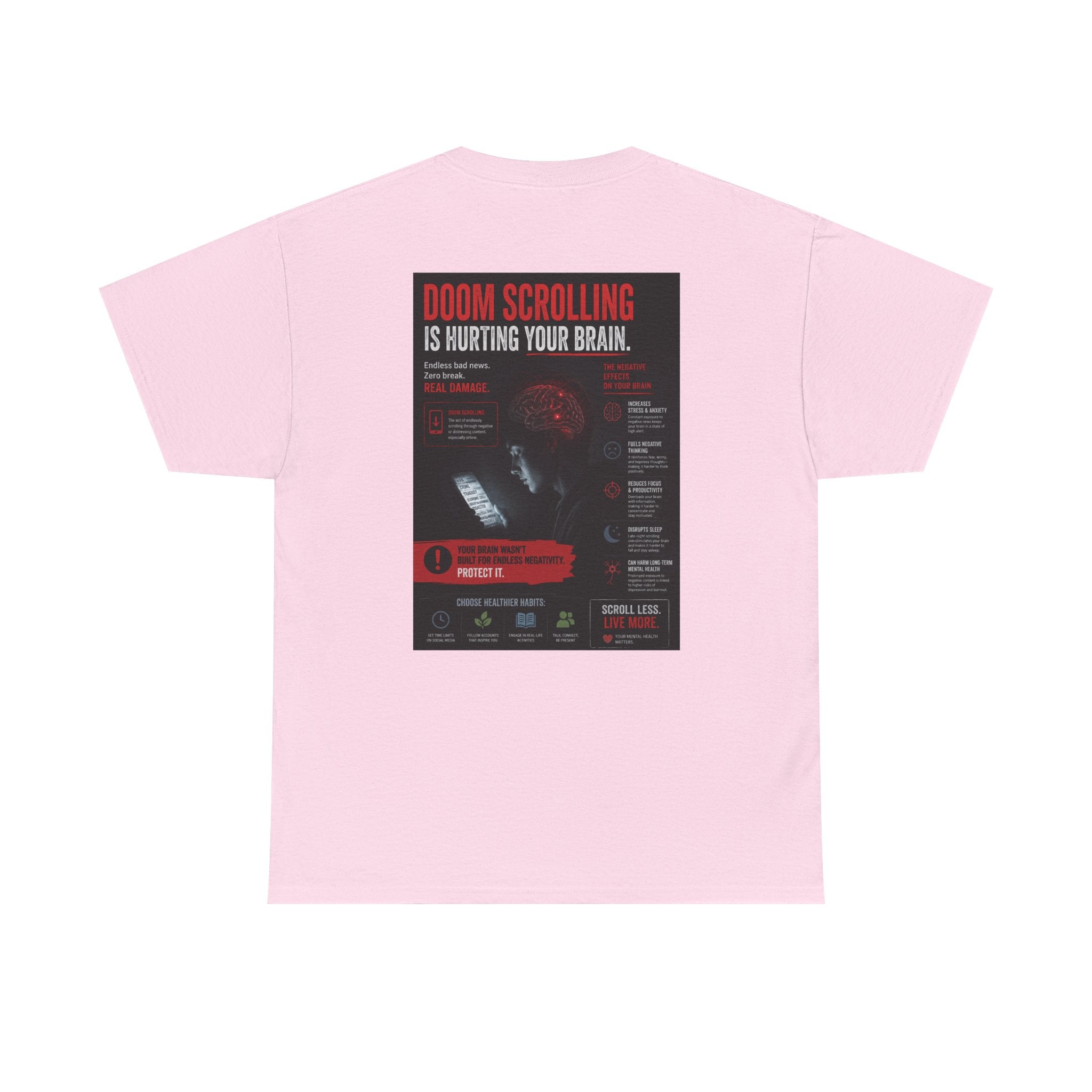 Doom Scroll Warning Tee (black logo)