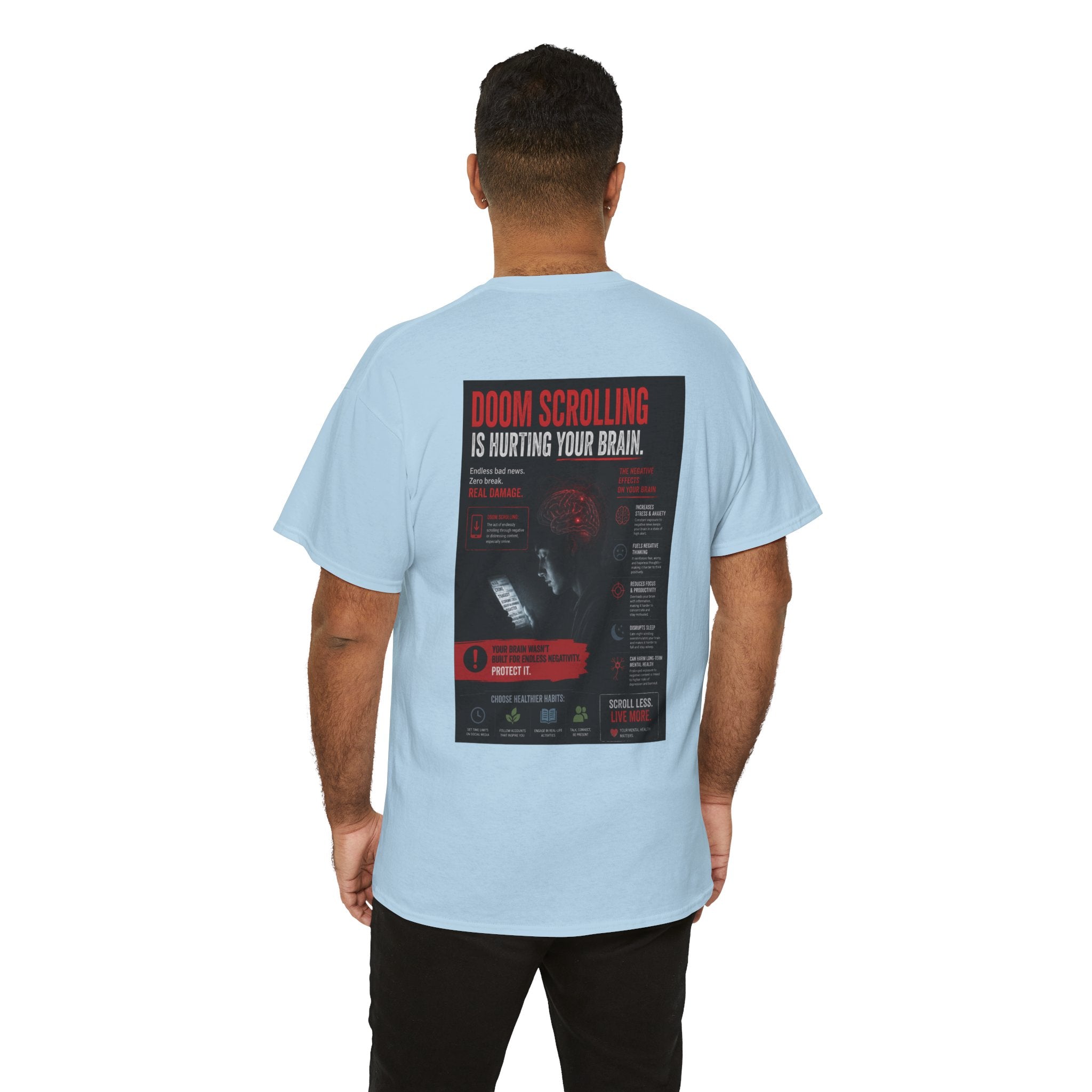 Doom Scroll Warning Tee (black logo)