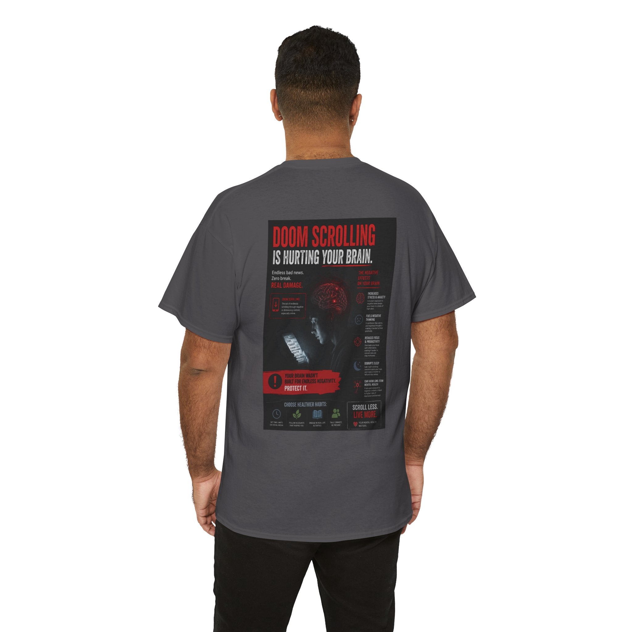 Doom Scroll Warning Tee (black logo)