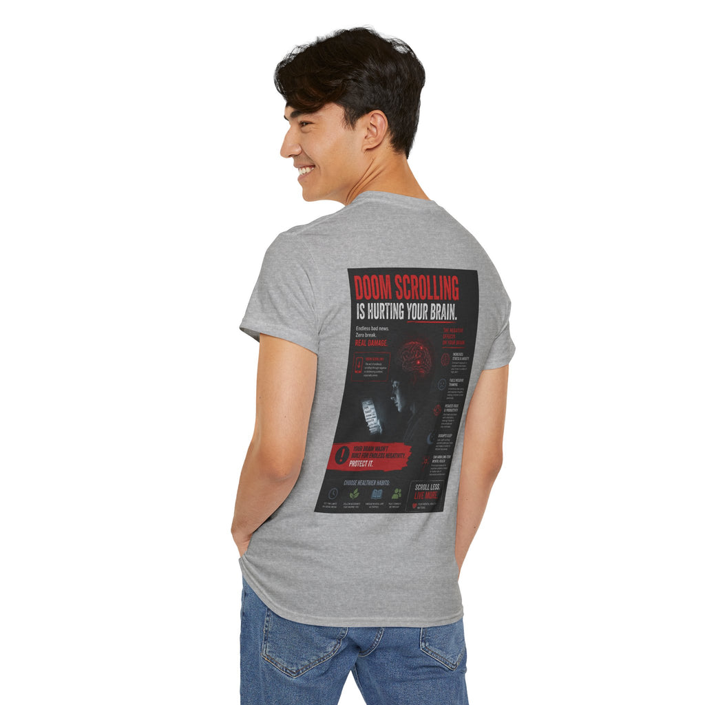Doom Scroll Warning Tee (white logo)