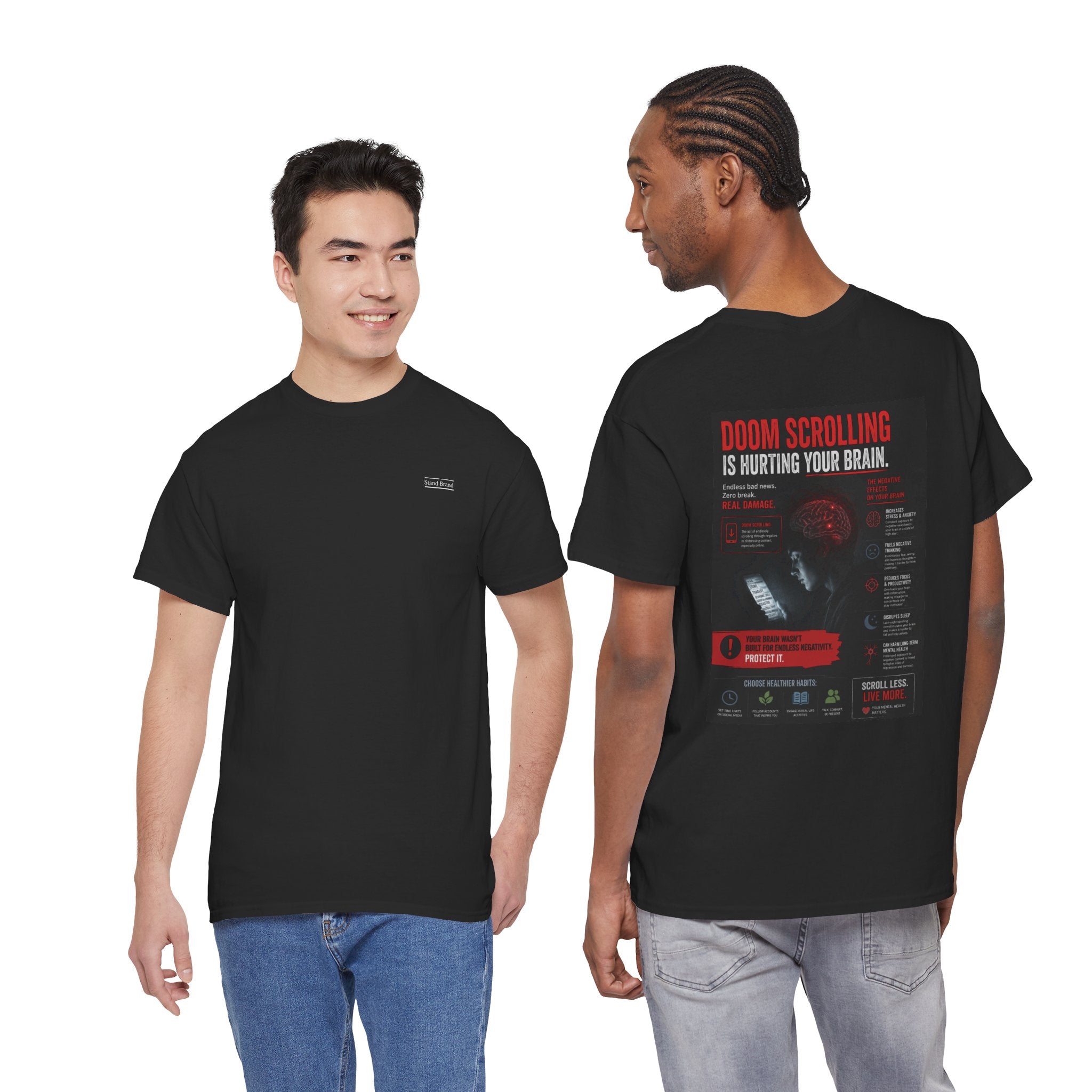 Doom Scroll Warning Tee (white logo)