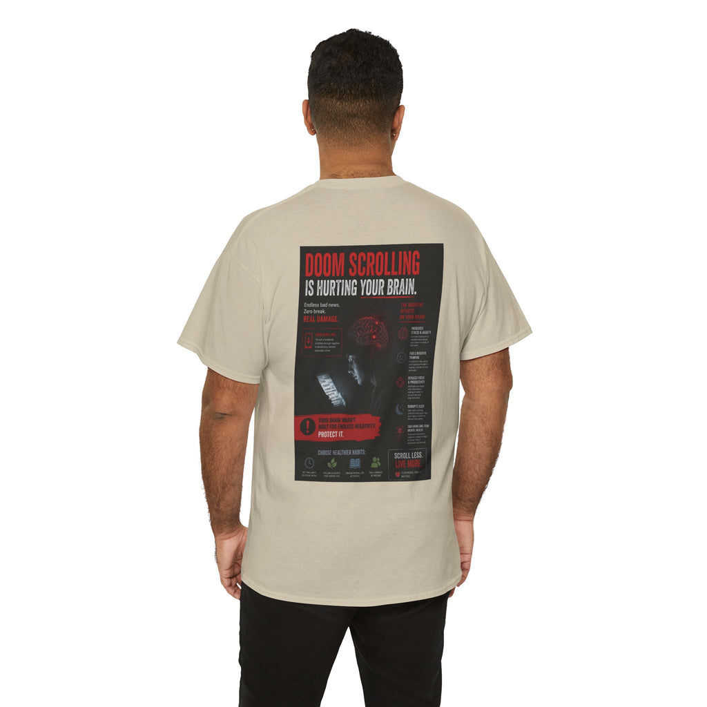 Doom Scroll Warning Tee (black logo)