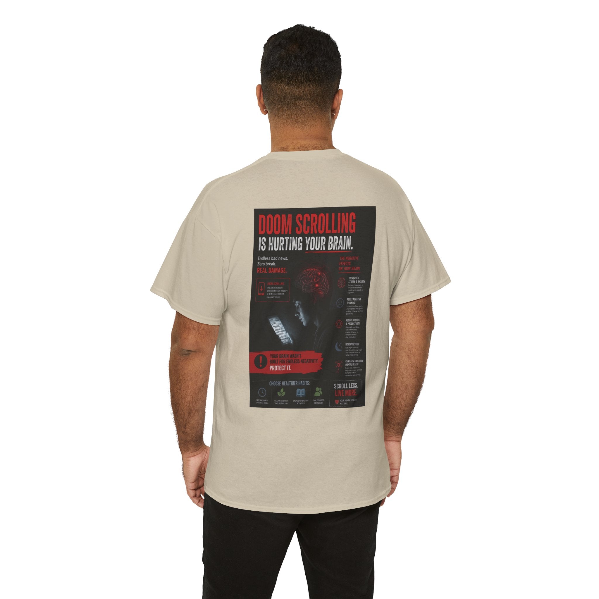Doom Scroll Warning Tee (black logo)