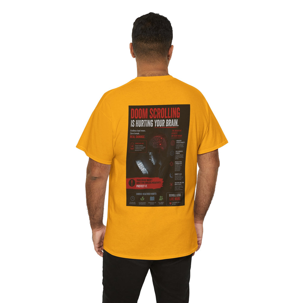Doom Scroll Warning Tee (black logo)