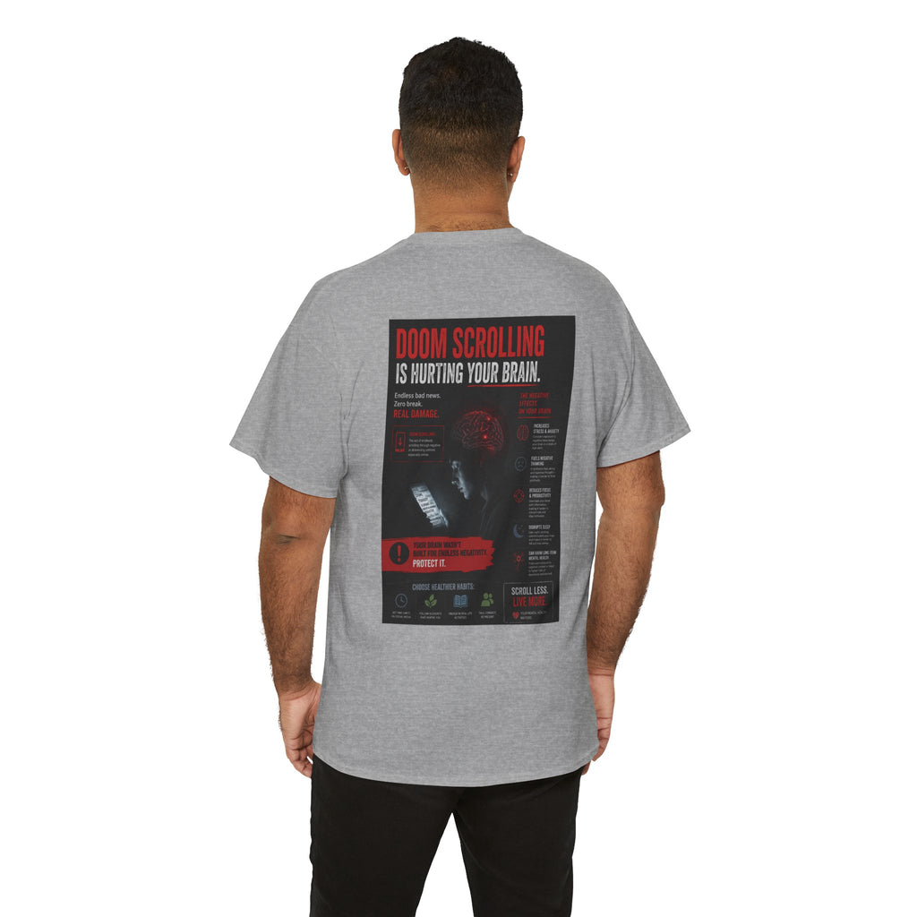 Doom Scroll Warning Tee (black logo)