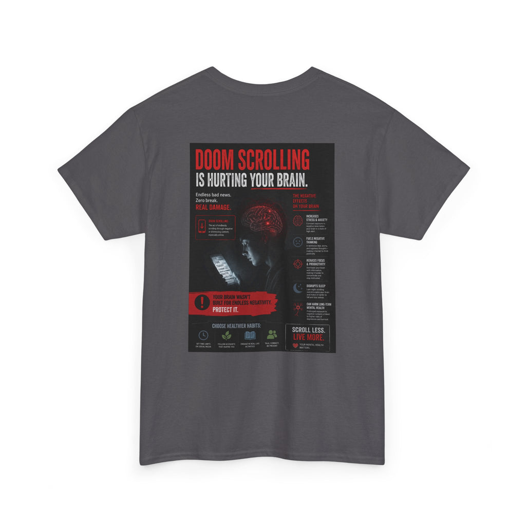 Doom Scroll Warning Tee (black logo)