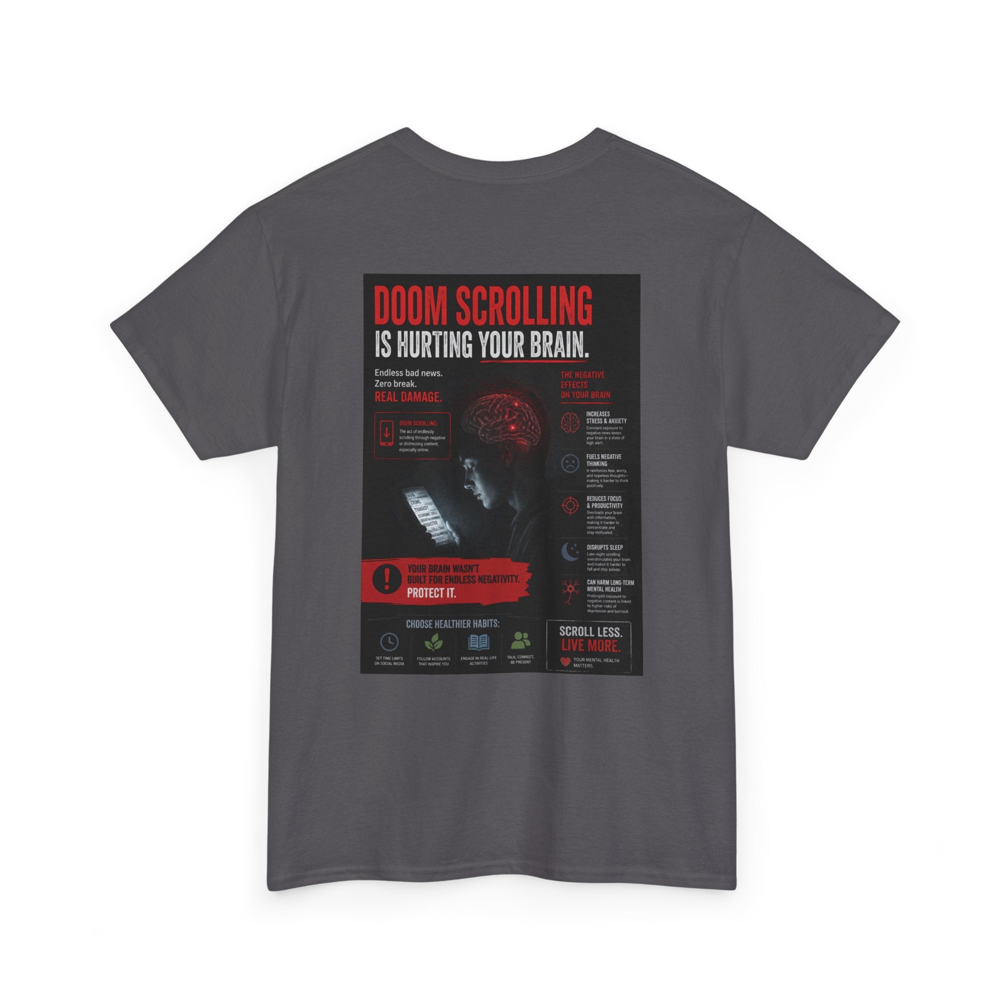 Doom Scroll Warning Tee (black logo)