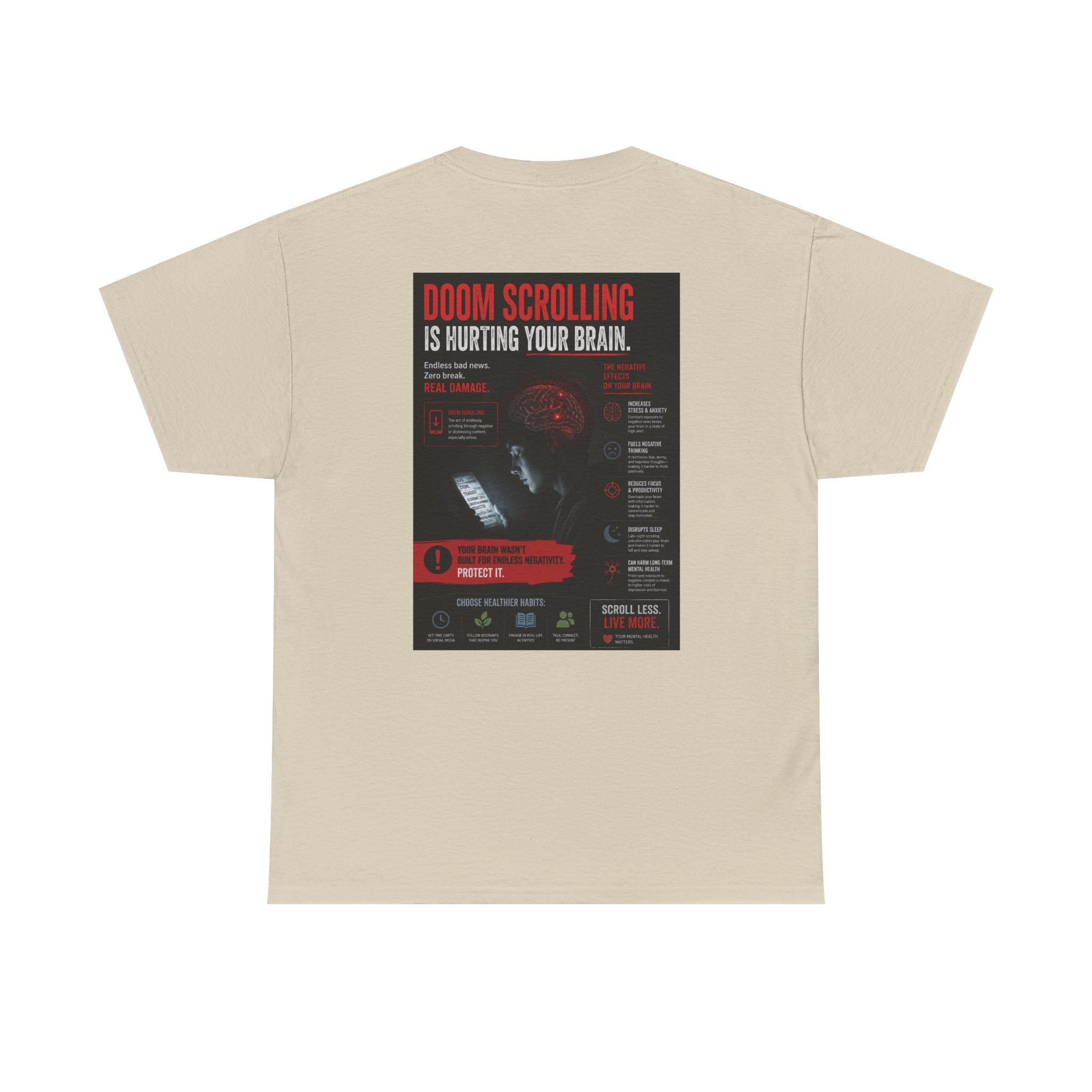Doom Scroll Warning Tee (black logo)