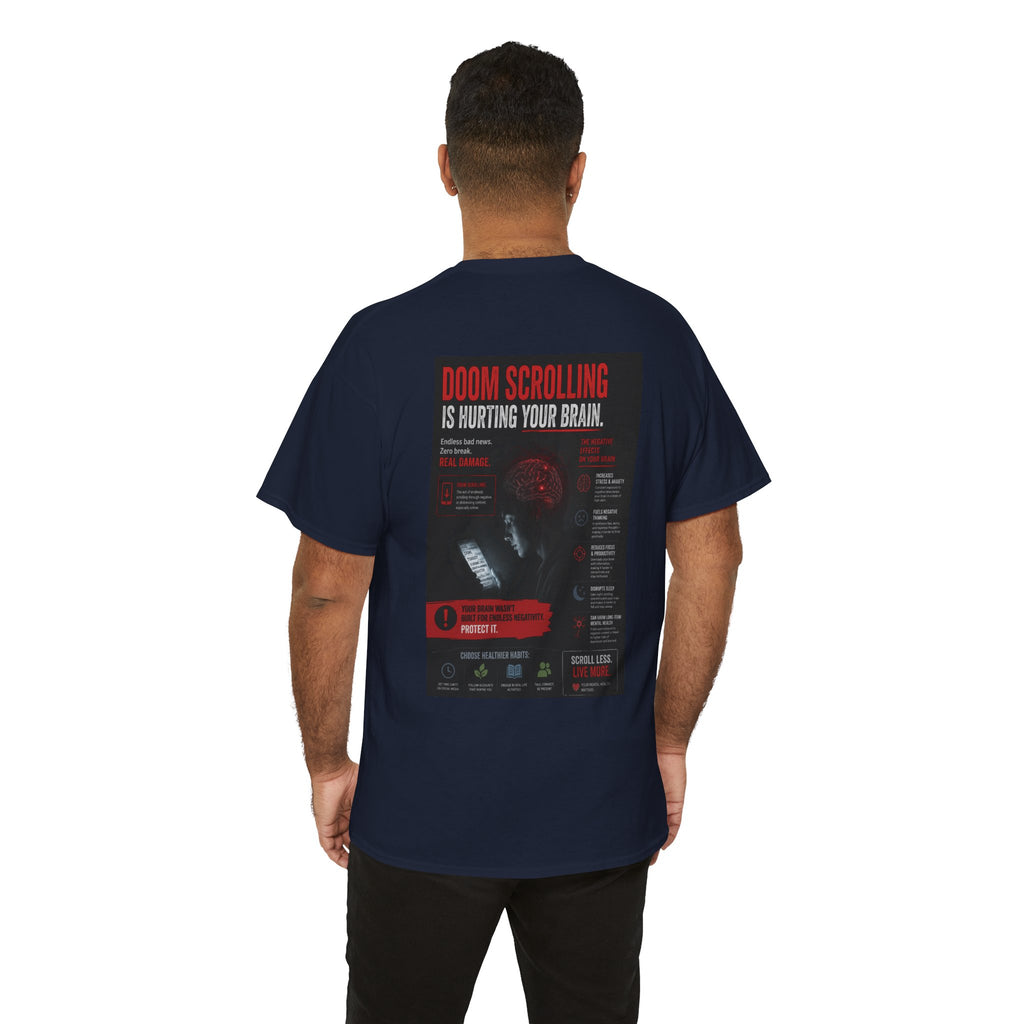 Doom Scroll Warning Tee (black logo)