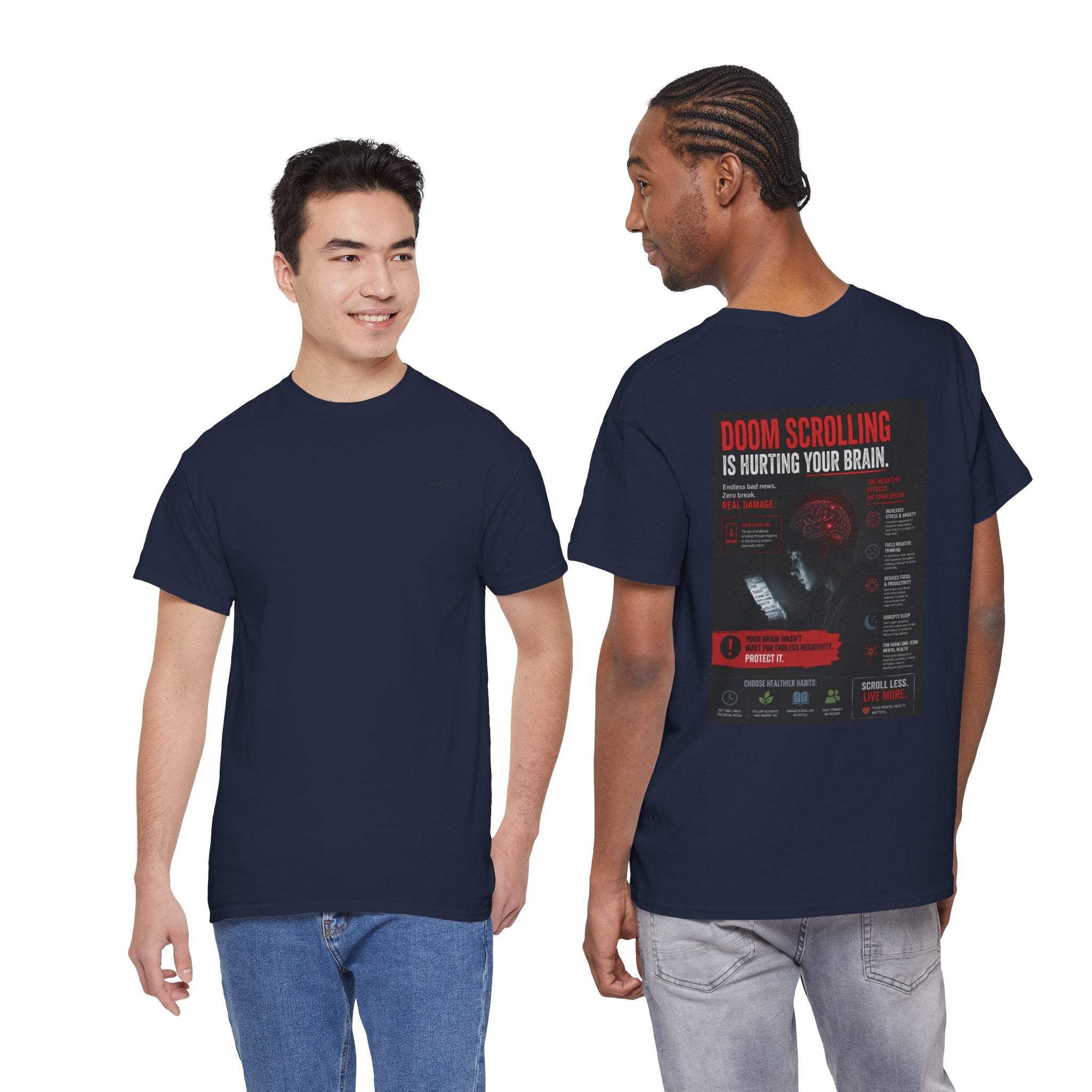 Doom Scroll Warning Tee (black logo)