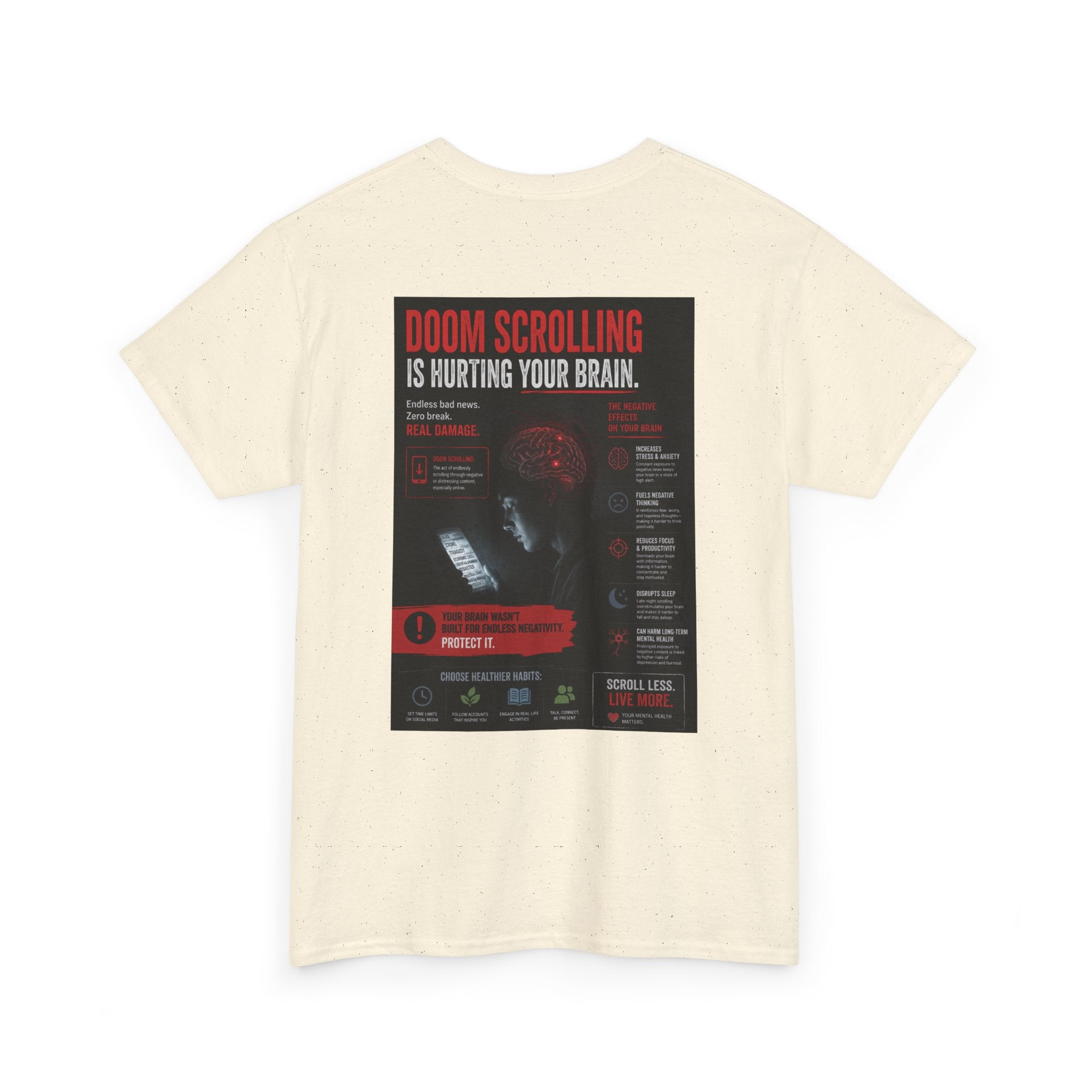 Doom Scroll Warning Tee (black logo)