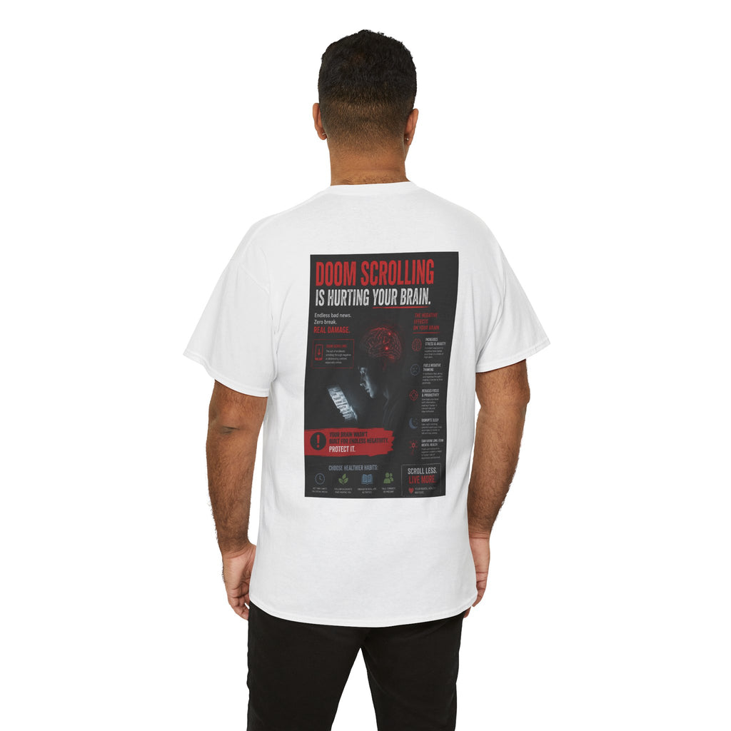 Doom Scroll Warning Tee (black logo)