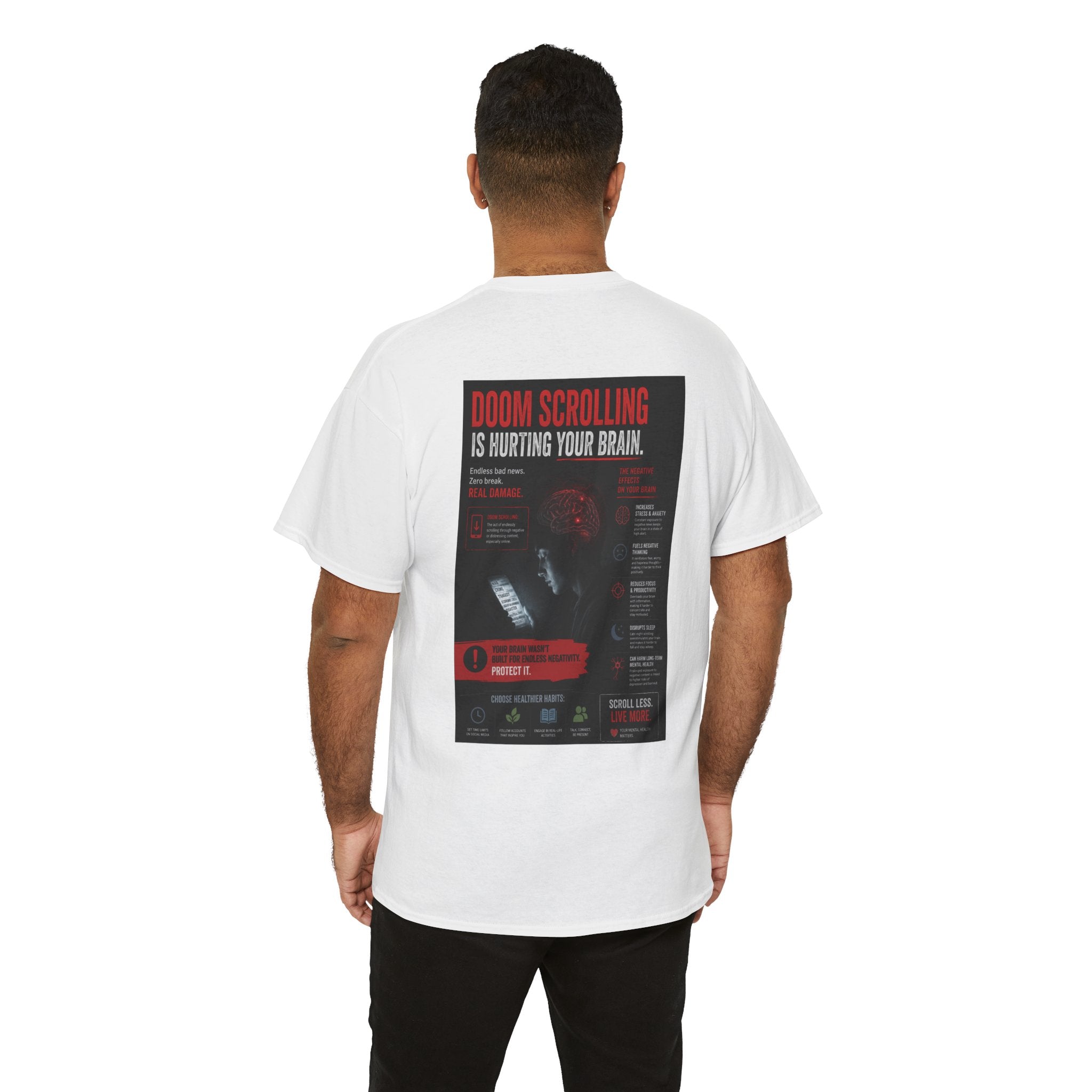 Doom Scroll Warning Tee (black logo)