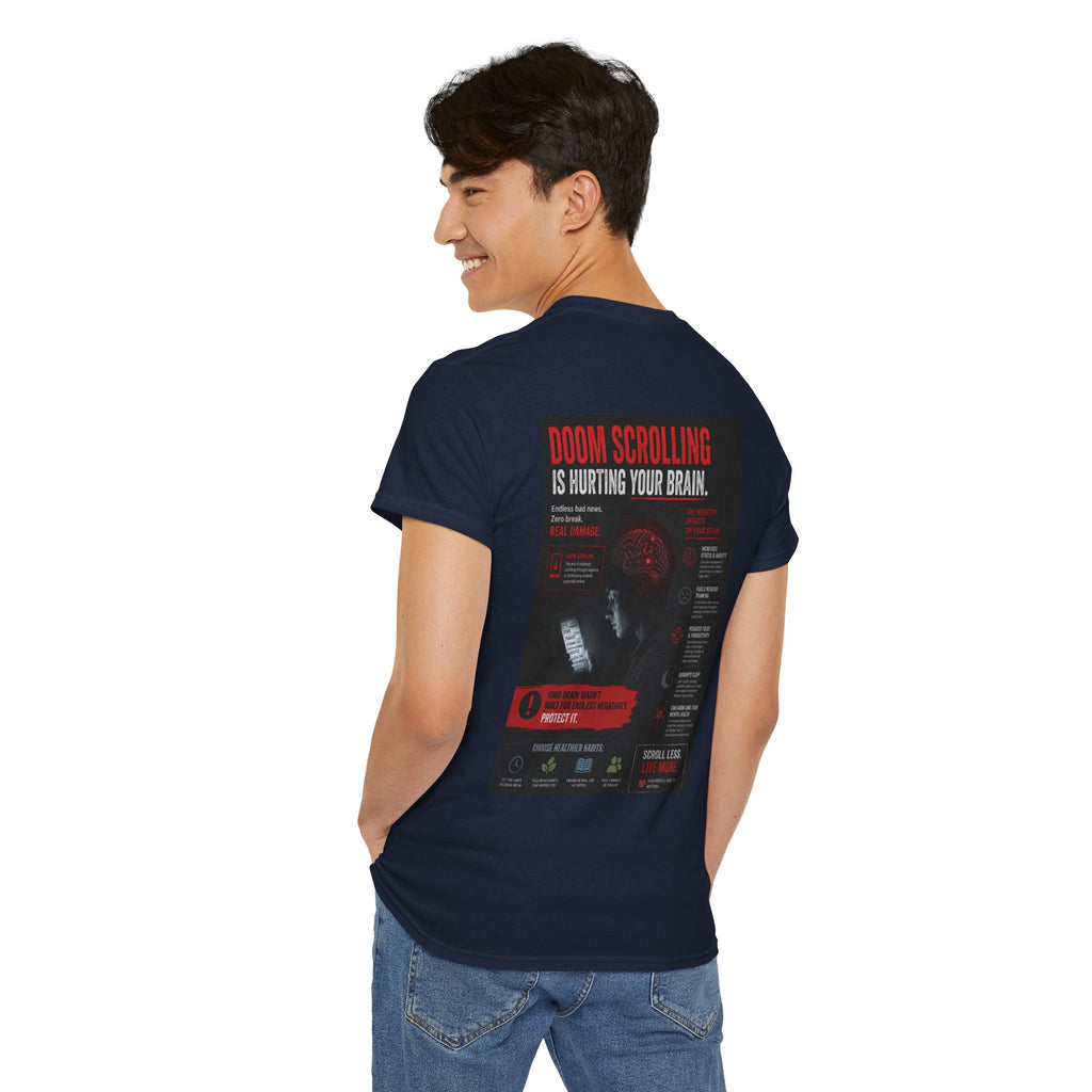Doom Scroll Warning Tee (white logo)
