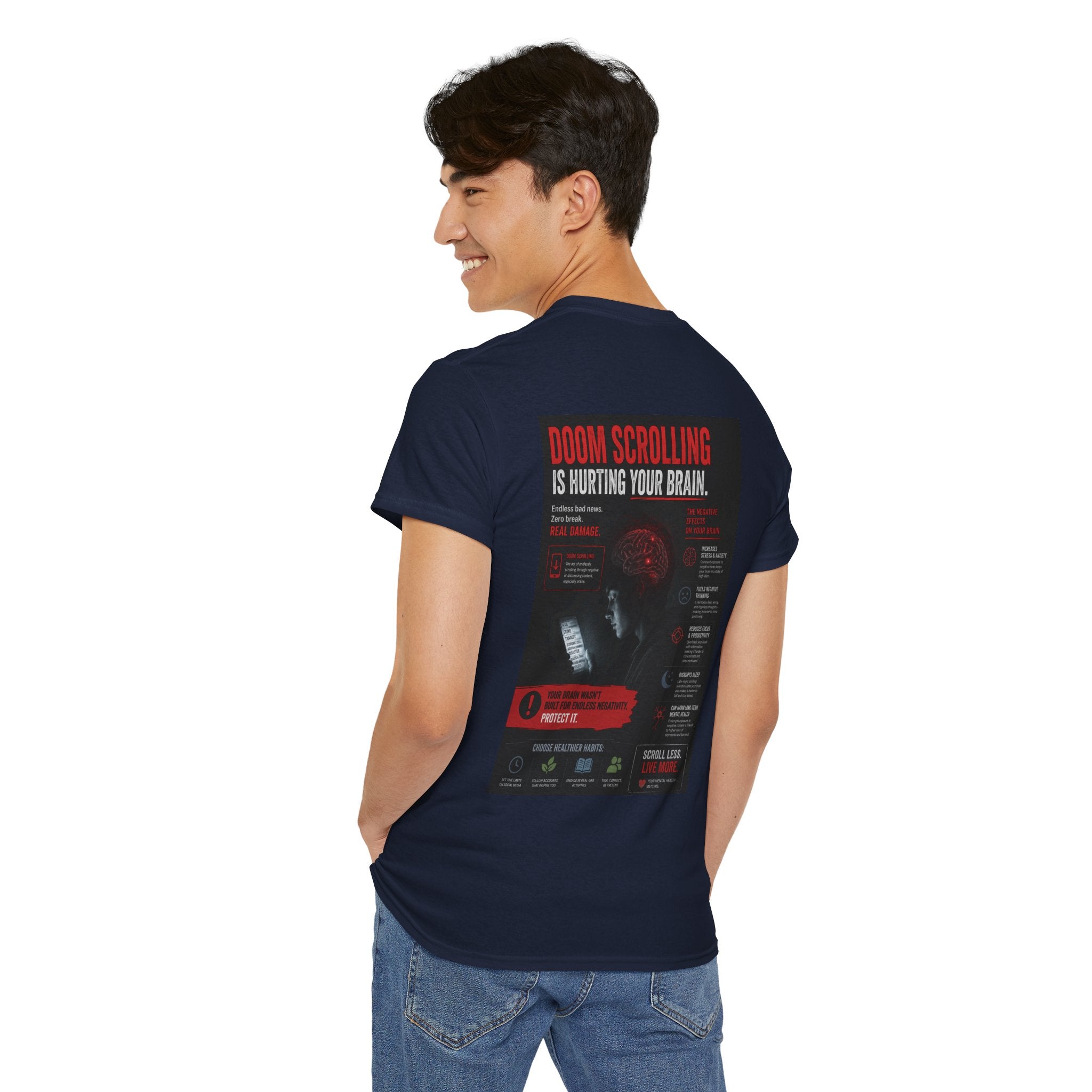 Doom Scroll Warning Tee (white logo)