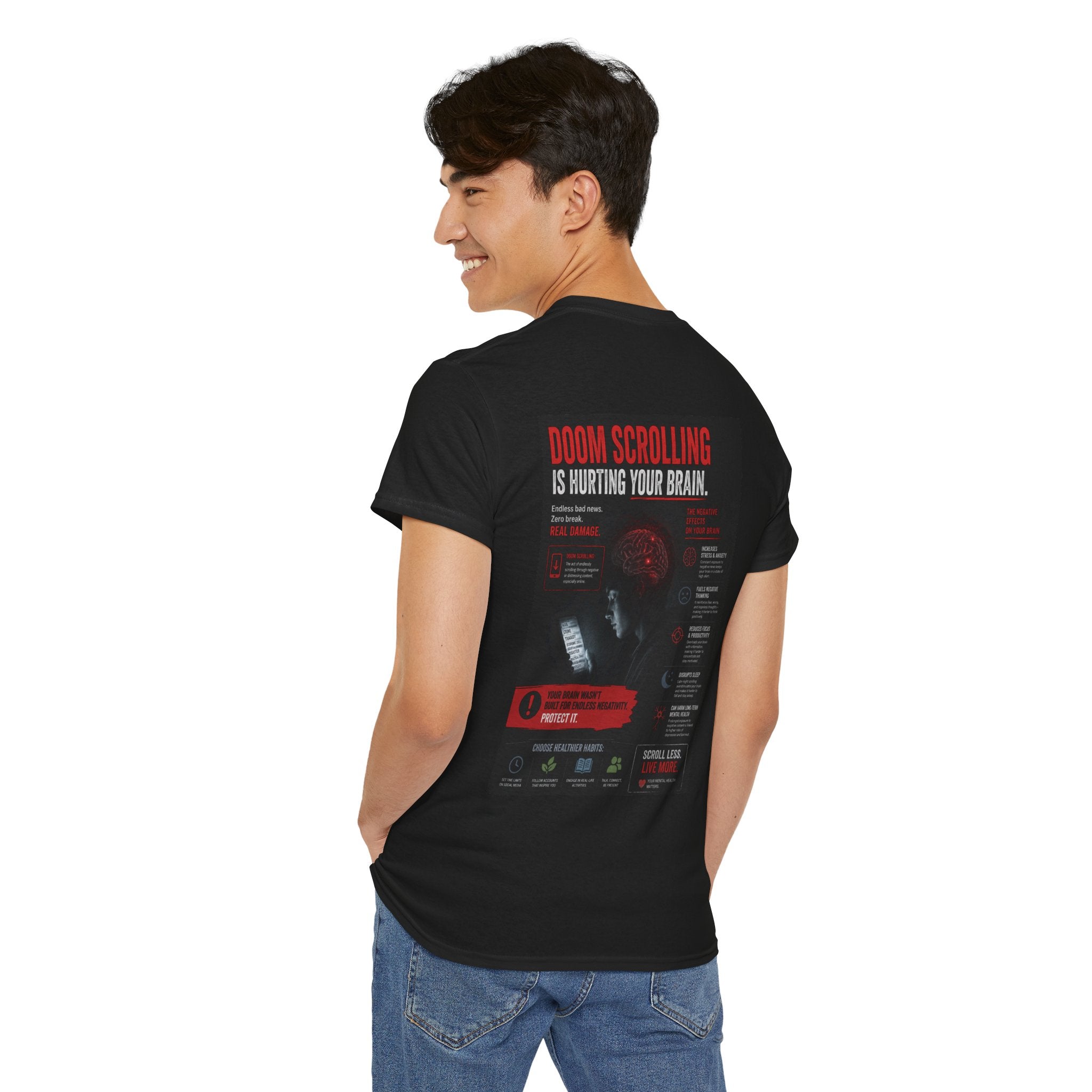 Doom Scroll Warning Tee (white logo)