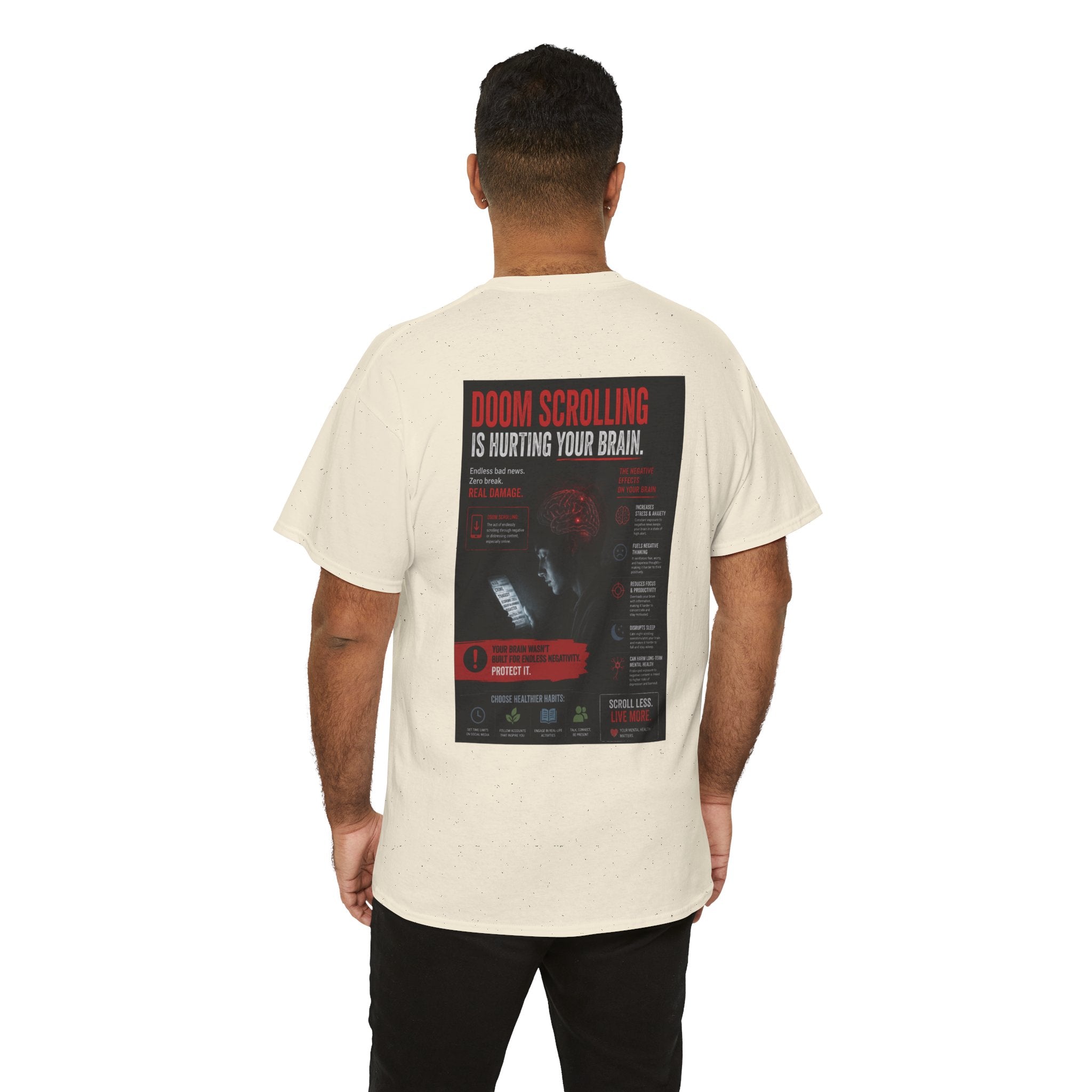 Doom Scroll Warning Tee (black logo)